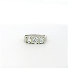 Sterling Silver Round CZ Band Ring - Size 8